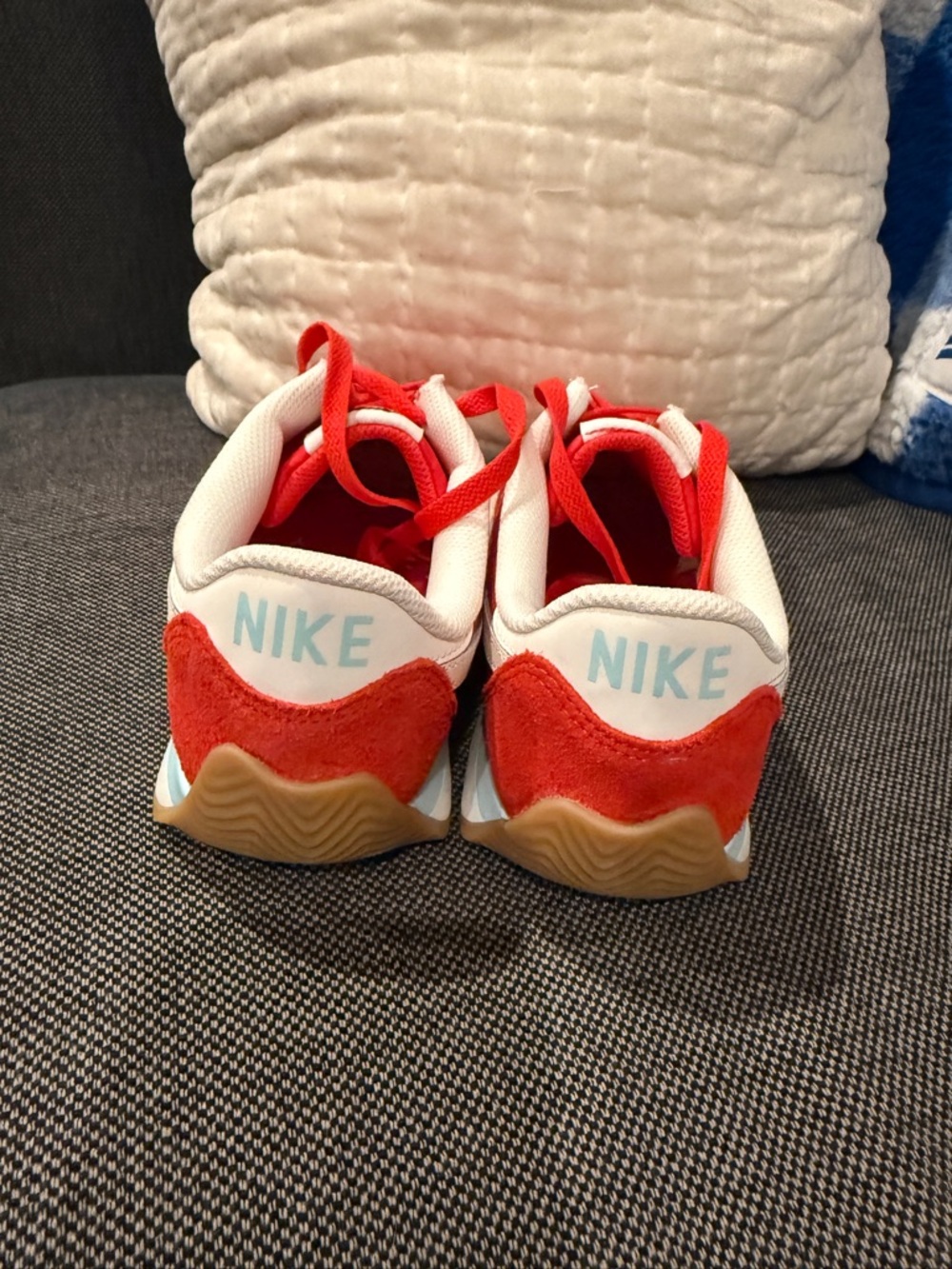 Nike Women's Red White Retro Runner Sneakers - Picture 3 of 5